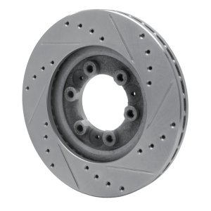 Acura SLX Brake Rotor (1) - Front Left - R1 Concepts - Drilled & Slotted - Silver - `92-`02